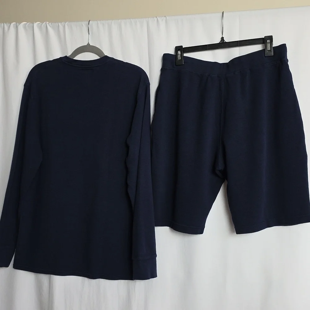 Polo Ralph Lauren Blue Mens Cotton Shirt & Shorts Set.  Size Large